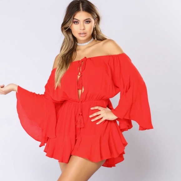 Fashion Nova Pants - Camellia Off the Shoulder Romper